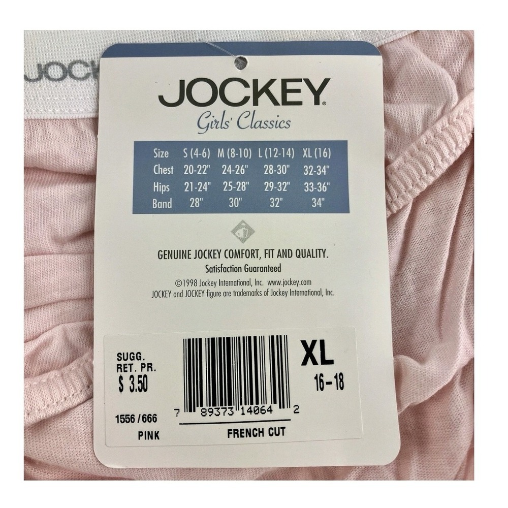 Jockey Girls Classics Pink French Cut Panties 100% Cotton Vintage 1998 XL 16-18 - Picture 4 of 6